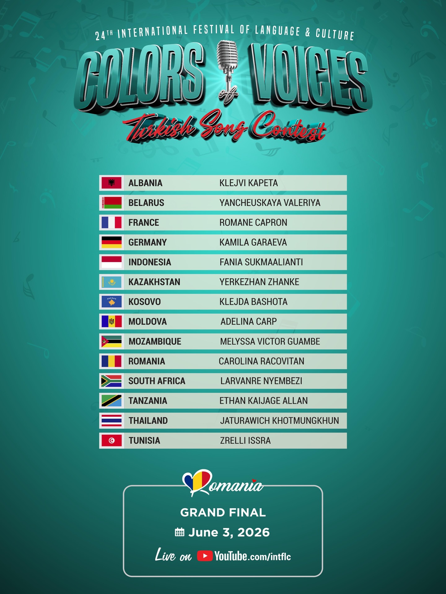 We are thrilled to announce the Grand Finalists of the Colors of Voices Turkish Song Contest! #iflc2026